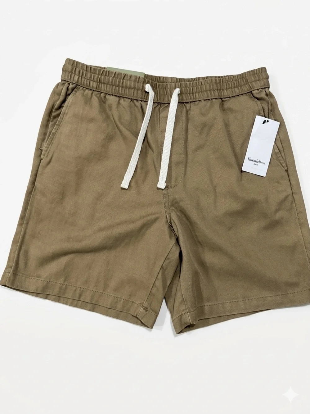 NWT Goodfellow & Co Men's Pull-On Drawstring Shorts Brown Khaki Twill Size Small